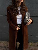 Load image into Gallery viewer, Long Faux Suede Trench Coat