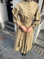 Load image into Gallery viewer, Tie Waist Cotton Dress – Khaki
