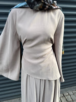 Load image into Gallery viewer, Asymmetric Tie Back Blouse – Beige