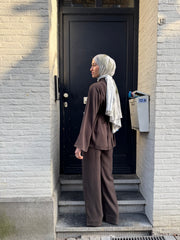 Belted Wide Sleeve Set – Brown