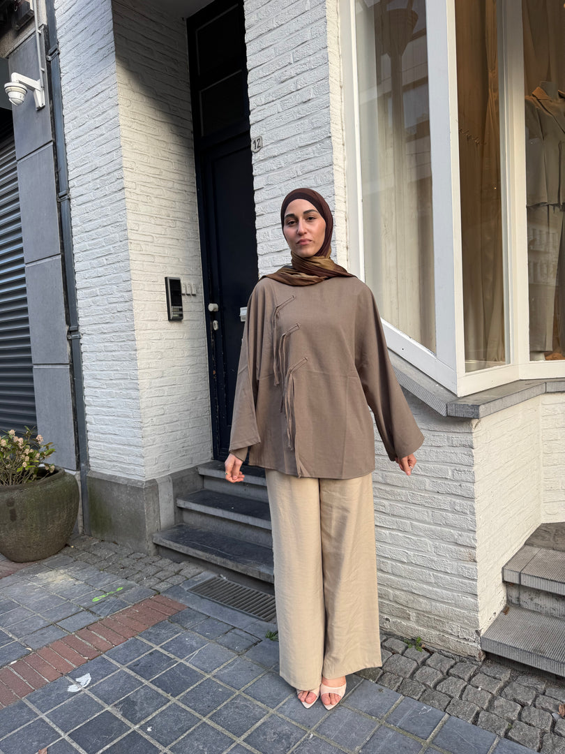 Tie Detail Tunic – Khaki