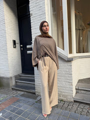 Tencel Palazzo Pants – Beige