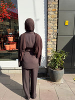 Load image into Gallery viewer, Brown Belted Tailored Set