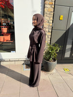 Load image into Gallery viewer, Brown Belted Tailored Set