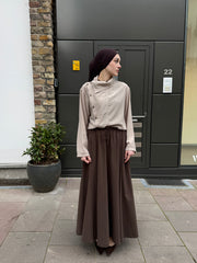 High Neck Linen Blend Blouse
