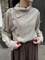 Load image into Gallery viewer, High Neck Linen Blend Blouse