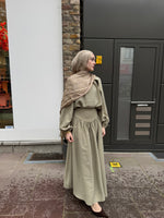Load image into Gallery viewer, Tencel Gathered Blouse &amp; Maxi Skirt Set - Olive green