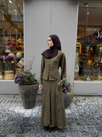 Load image into Gallery viewer, Tie-Back Blouse &amp; Maxi Skirt Set – Olive