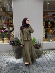 Tie-Back Blouse & Maxi Skirt Set – Olive