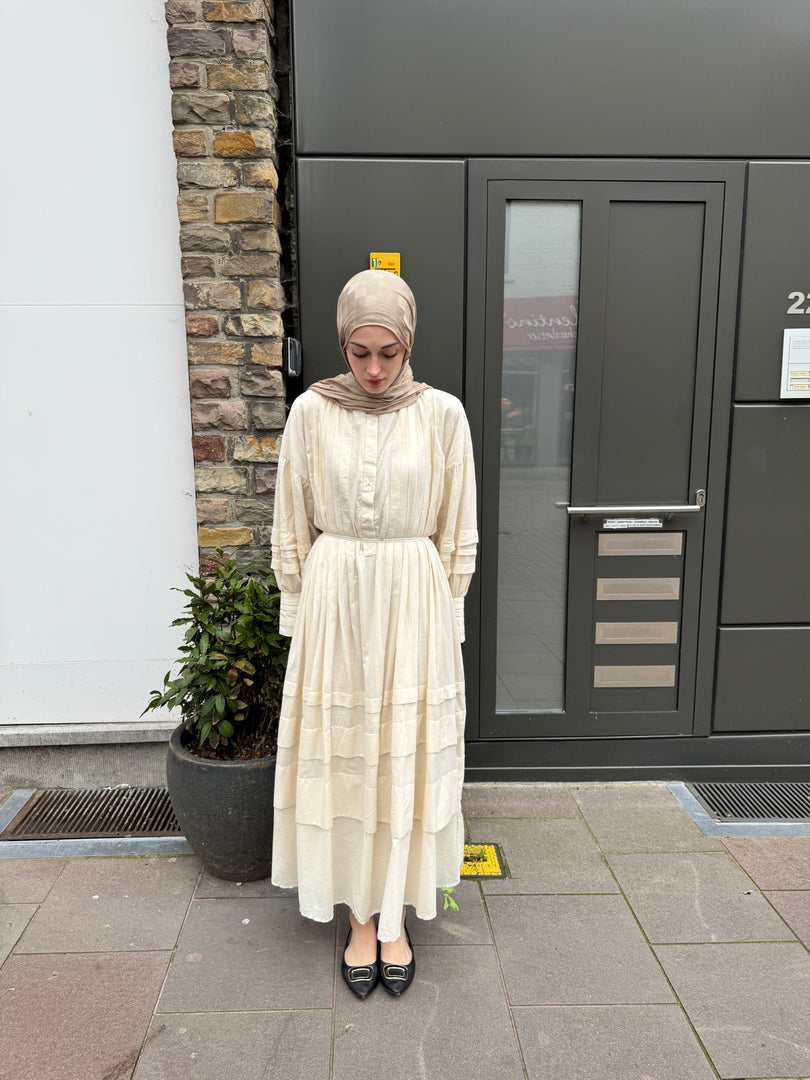 Layered Cotton Maxi Dress – Cream