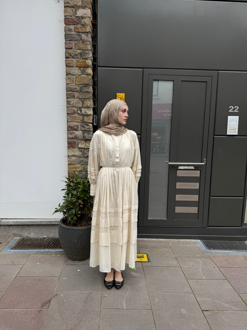 Layered Cotton Maxi Dress – Cream
