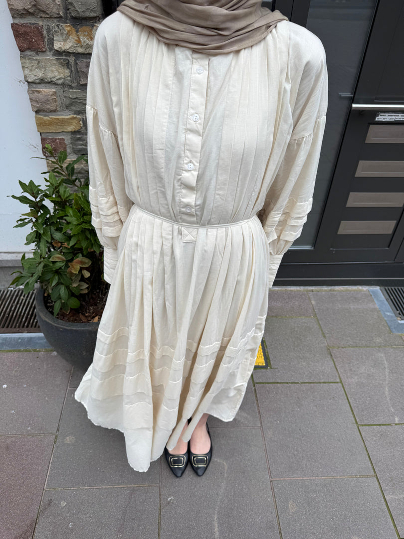 Layered Cotton Maxi Dress – Cream