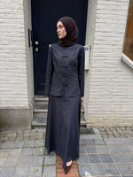 Load image into Gallery viewer, Mandarin Collar Blazer &amp; Maxi Skirt Set