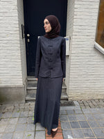 Load image into Gallery viewer, Mandarin Collar Blazer &amp; Maxi Skirt Set