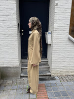 Load image into Gallery viewer, Tailored Viscose Shirt &amp; Wide Leg Trouser Set – Sand