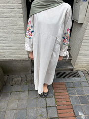 Embroidered Sleeve Maxi Dress