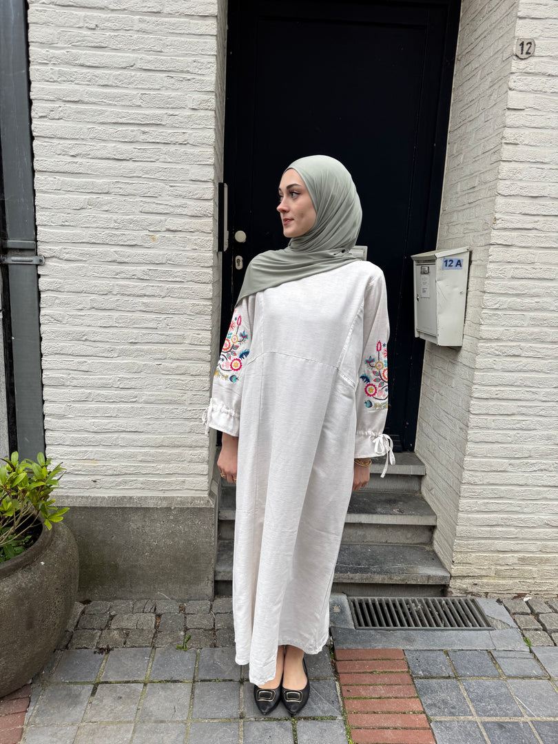 Embroidered Sleeve Maxi Dress