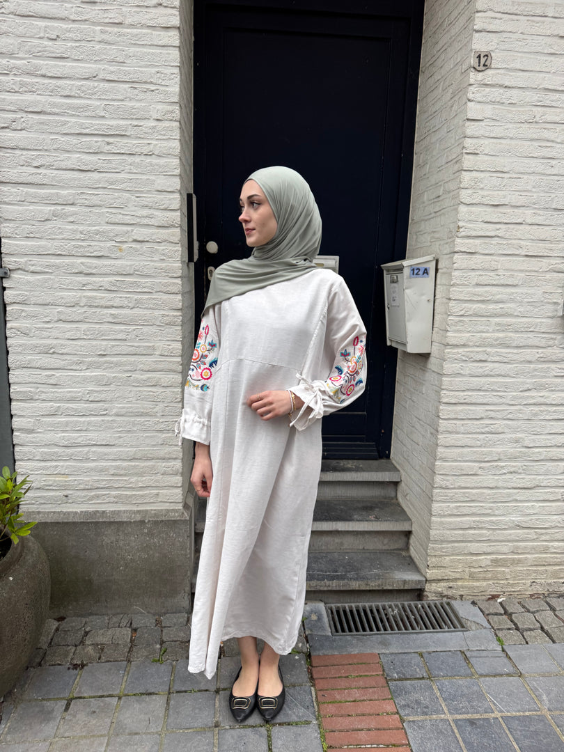 Embroidered Sleeve Maxi Dress