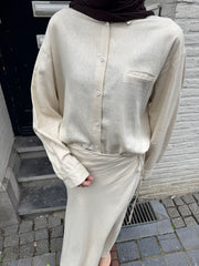 Oversized Linen Look Shirt – Ivory