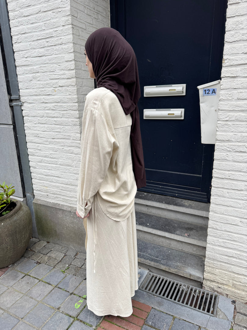 Oversized Linen Look Shirt – Ivory