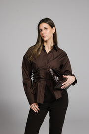 Tailored Blouse with Side Lace-Up Detail