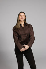 Load image into Gallery viewer, Tailored Blouse with Side Lace-Up Detail