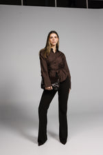 Load image into Gallery viewer, Tailored Blouse with Side Lace-Up Detail
