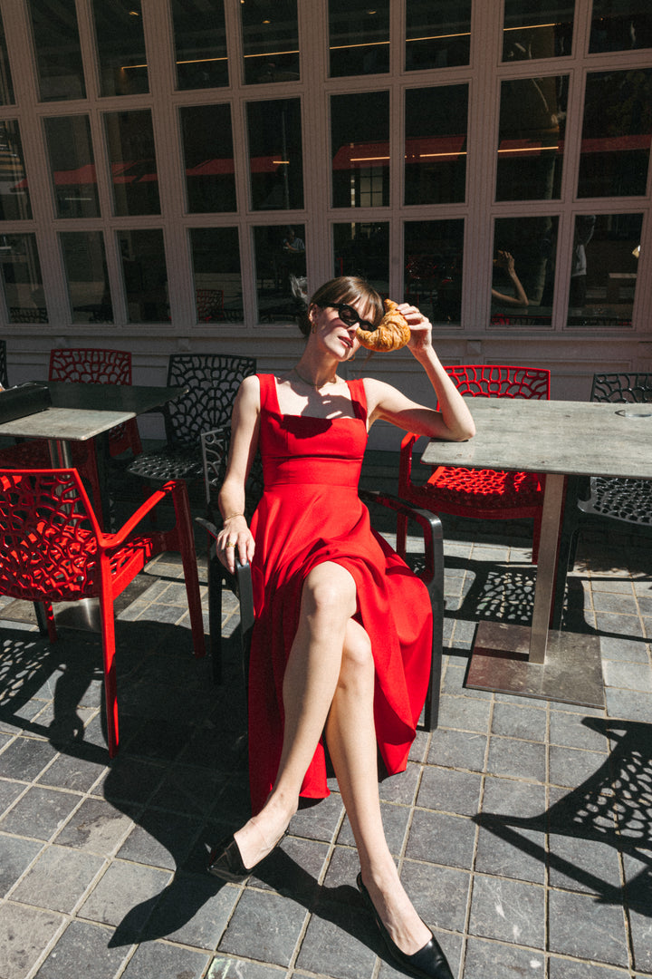 True Red Elegance Midi Dress