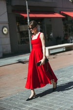 Load image into Gallery viewer, True Red Elegance Midi Dress