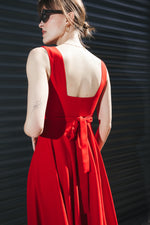 Load image into Gallery viewer, True Red Elegance Midi Dress