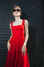 Load image into Gallery viewer, True Red Elegance Midi Dress