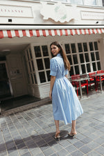 Load image into Gallery viewer, Belted Shirt Midi Dress – Baby Blue