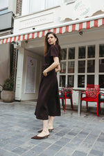 Load image into Gallery viewer, Belted A-Line Midi Dress – Plum
