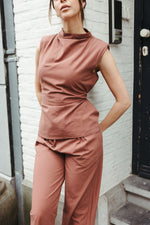 Load image into Gallery viewer, Sleeveless Cotton Top &amp; Wide Leg Trouser Set – Terracotta