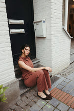 Load image into Gallery viewer, Sleeveless Cotton Top &amp; Wide Leg Trouser Set – Terracotta