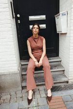 Load image into Gallery viewer, Sleeveless Cotton Top &amp; Wide Leg Trouser Set – Terracotta