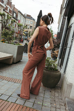 Load image into Gallery viewer, Sleeveless Cotton Top &amp; Wide Leg Trouser Set – Terracotta