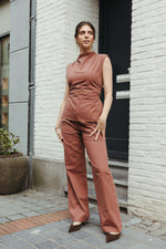 Load image into Gallery viewer, Sleeveless Cotton Top &amp; Wide Leg Trouser Set – Terracotta