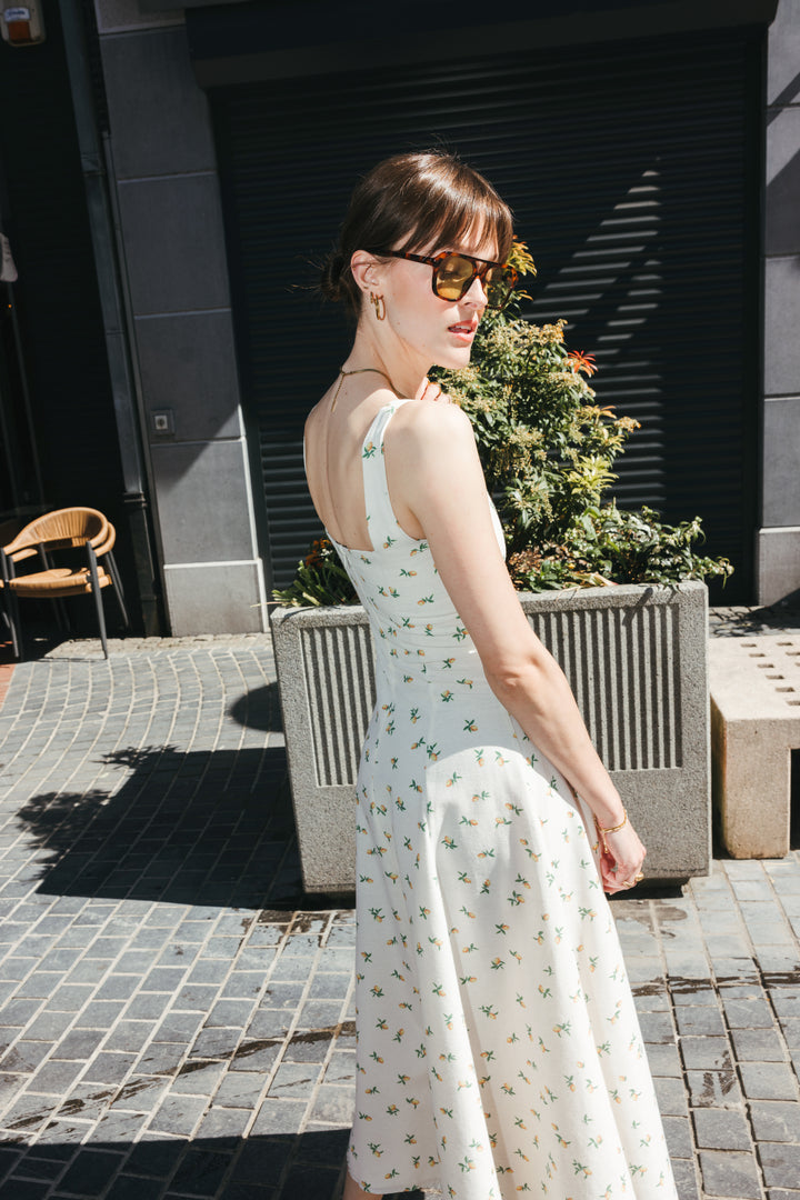 Lemon Blossom Midi Dress