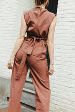 Load image into Gallery viewer, Sleeveless Cotton Top &amp; Wide Leg Trouser Set – Terracotta