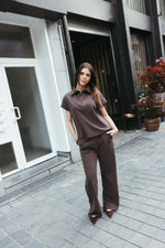 Load image into Gallery viewer, Modal Zip Collar Top &amp; Wide Leg Trouser Set