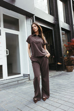 Load image into Gallery viewer, Modal Zip Collar Top &amp; Wide Leg Trouser Set