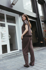 Load image into Gallery viewer, Modal Zip Collar Top &amp; Wide Leg Trouser Set