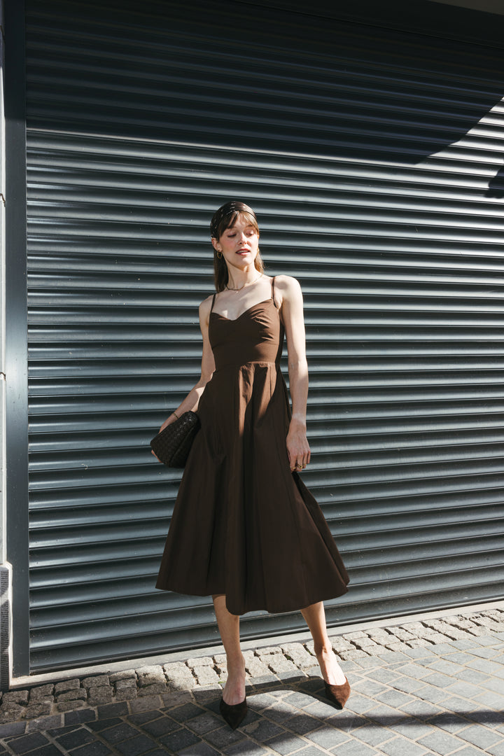 Chocolate Strappy Midi Dress