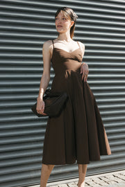 Chocolate Strappy Midi Dress