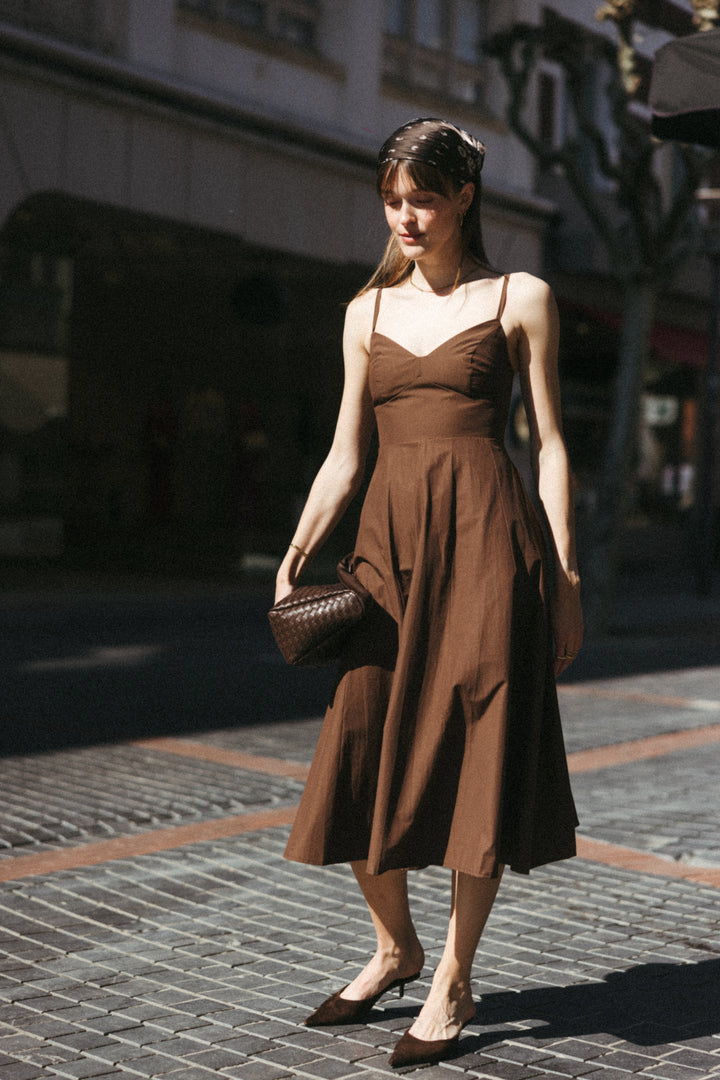 Chocolate Strappy Midi Dress