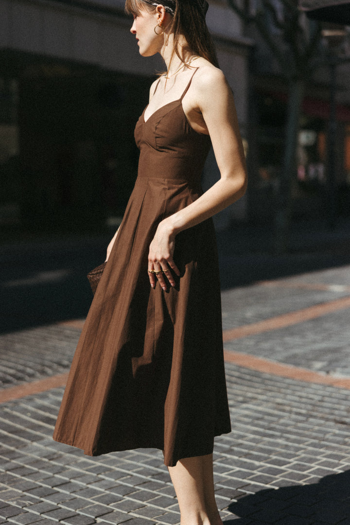Chocolate Strappy Midi Dress