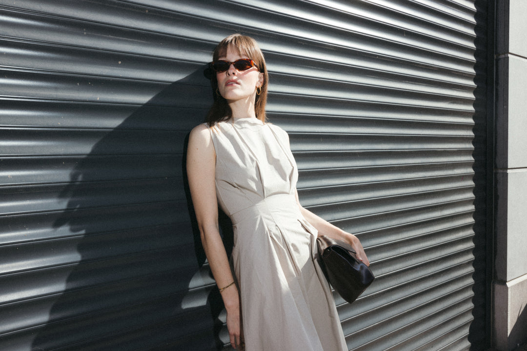 Beige Tailored Midi Dress