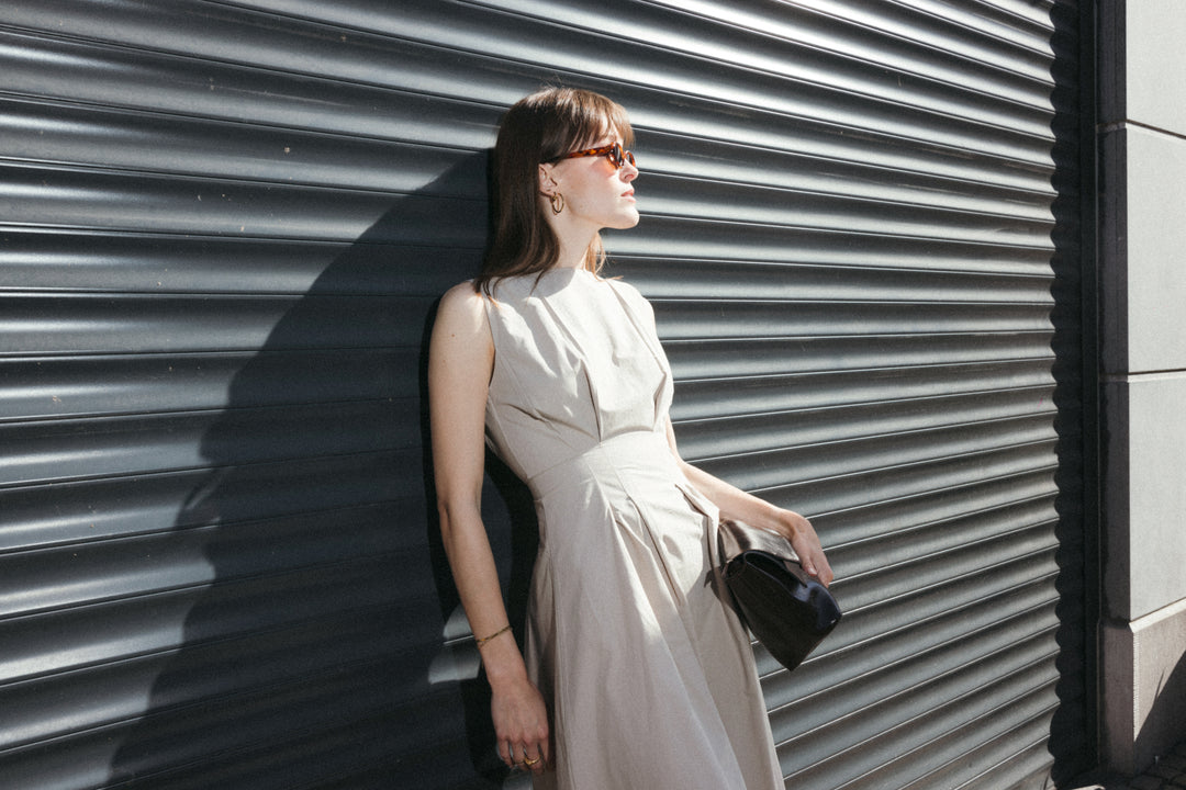 Beige Tailored Midi Dress