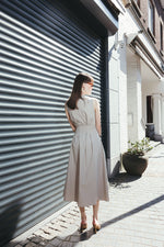 Load image into Gallery viewer, Beige Tailored Midi Dress